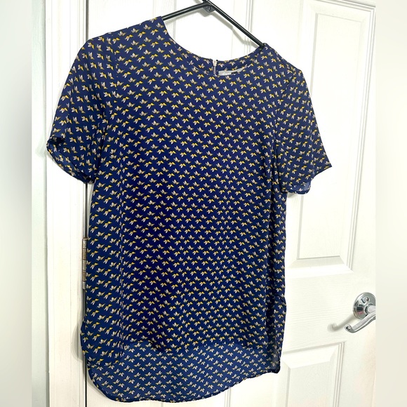Navy Blue with yellow origami bird print. Size XS - Picture 1 of 5